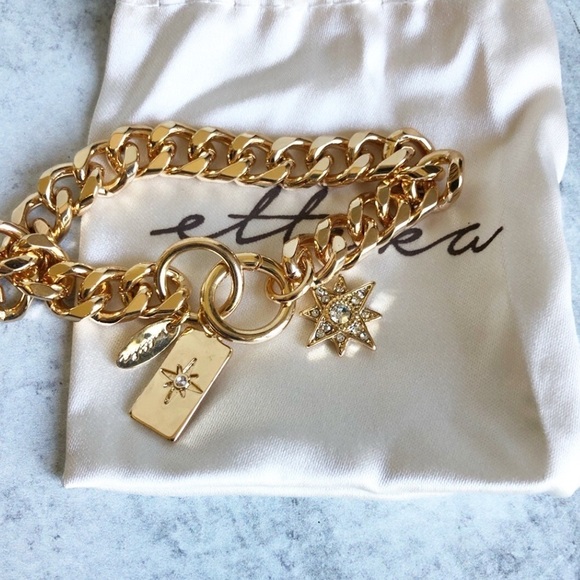 Ettika Chain Link Bracelet 14K Gold Plated Starry Charms - Picture 3 of 9